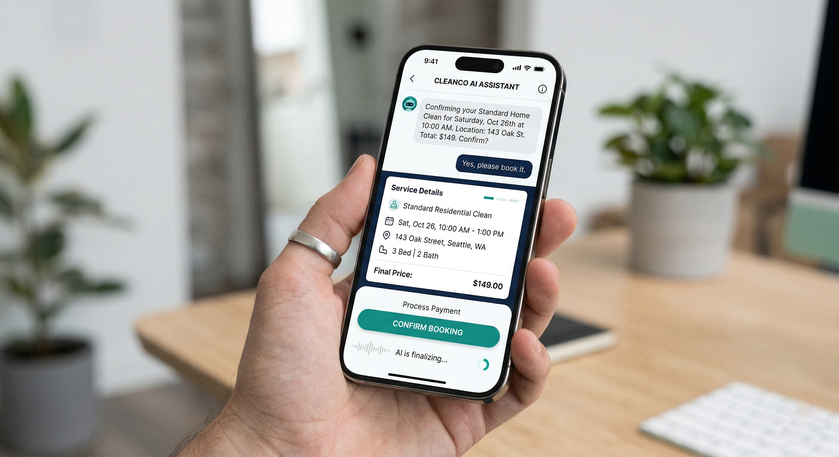 Cleaning Assistant booking interface preview